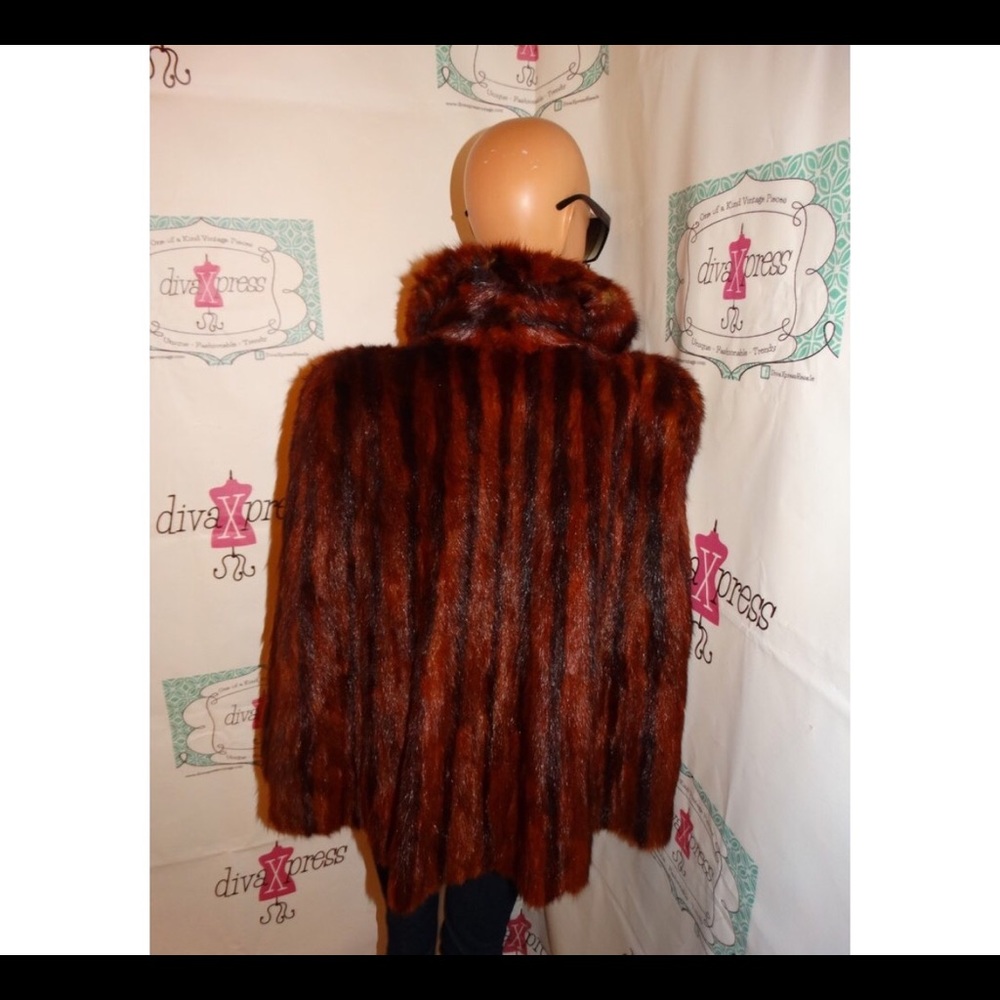 Vintage Brown Authentic Mink Fur Poncho Size L-3x